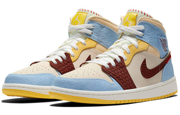 Кроссовки 1 mid se x maison chateau rouge 'fearless' Air Jordan, мультиколор — фото 3