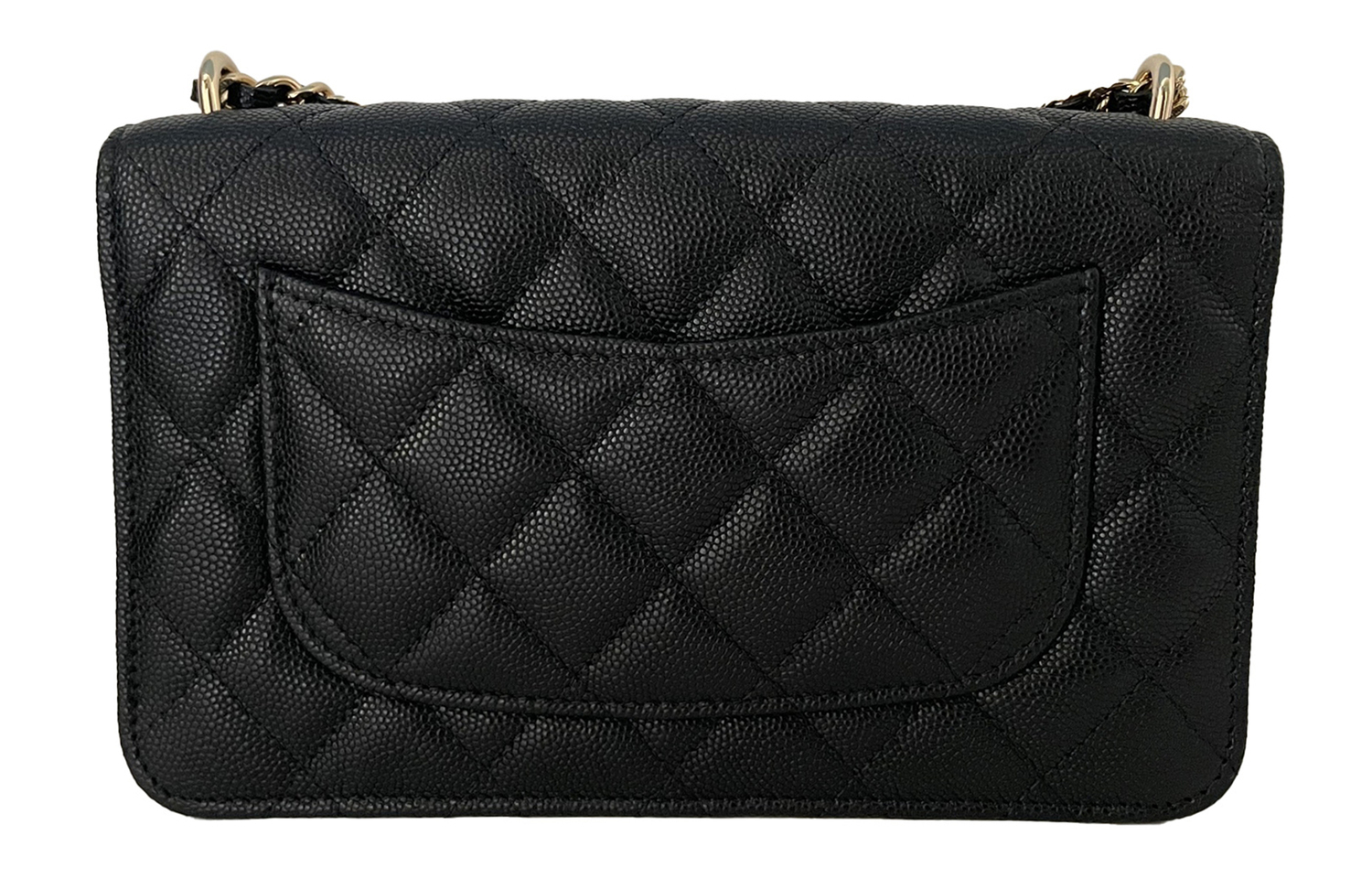 CHANEL Сумка через плечо на цепочке с карманом из личи грайн телячьей кожи трансформер женская черная — фото 3
