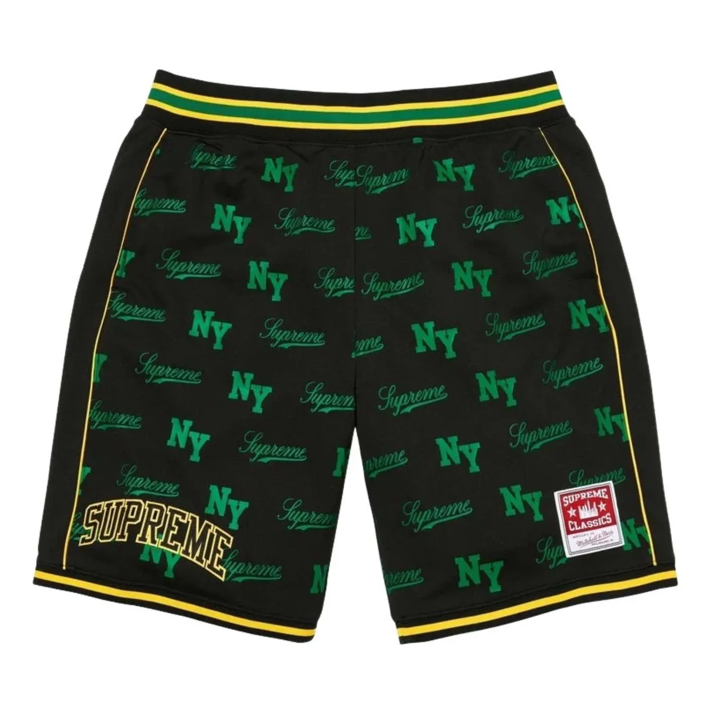 Баскетбольные шорты Supreme x Mitchell & Ness Monogram SS26, черный цвет, SUP-SS26-221-BLK
