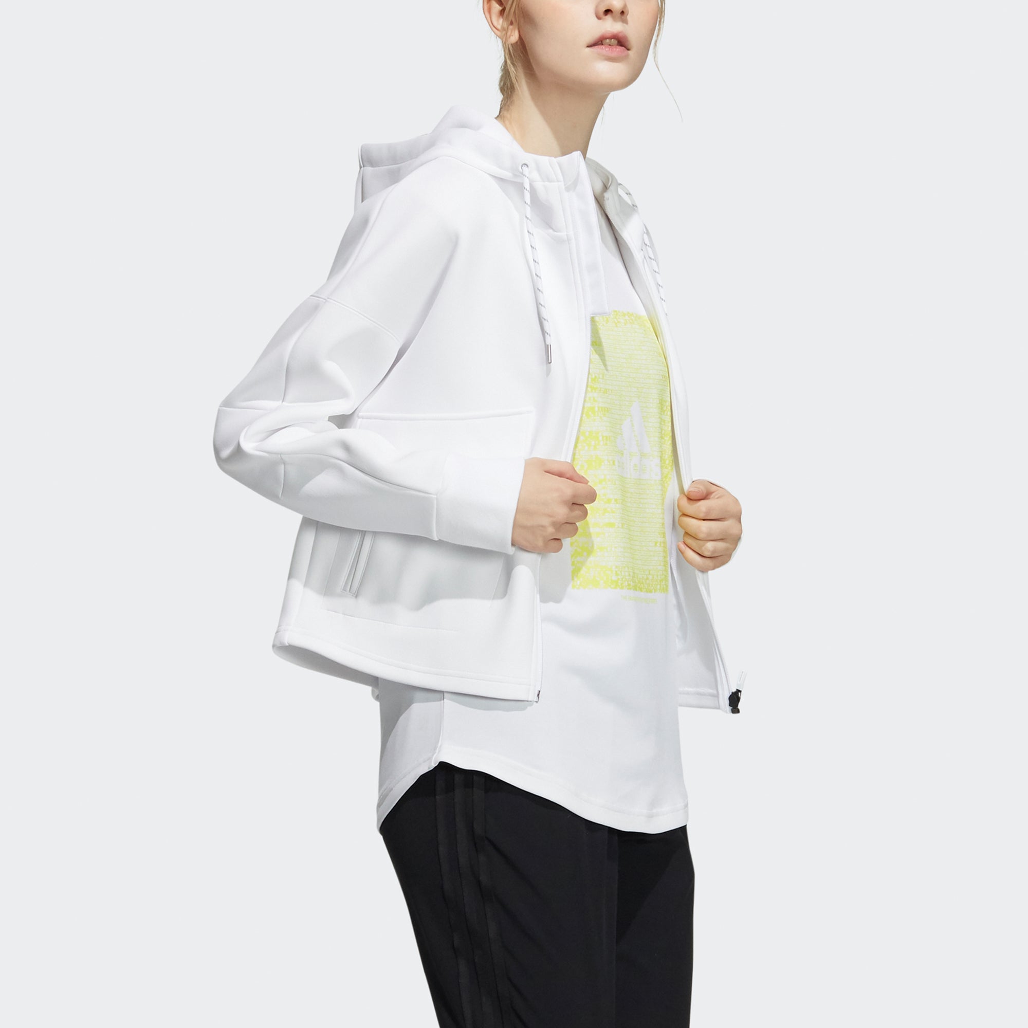 Куртка (WMNS) adidas Sty W New Kt Jk Big Pocket Sports Hooded White Jacket — фото 4