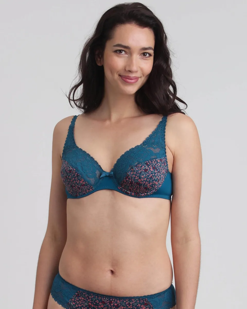 

Бюстгальтер с косточками из переработанного кружева и микрофибры Playtex, темно-зеленый