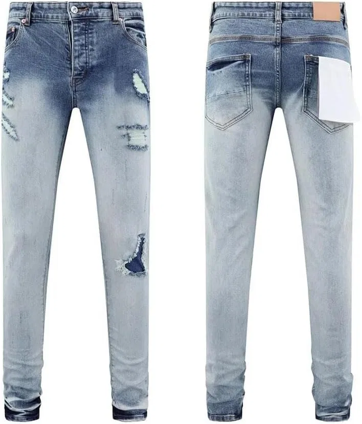 Джинсы потертые, stretch, Men's Retro Wash, бежевый
