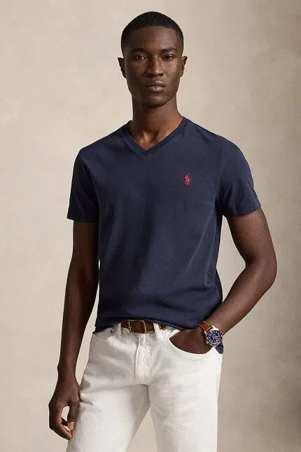 Футболка из тонкого трикотажа Polo Ralph Lauren, темно-синий