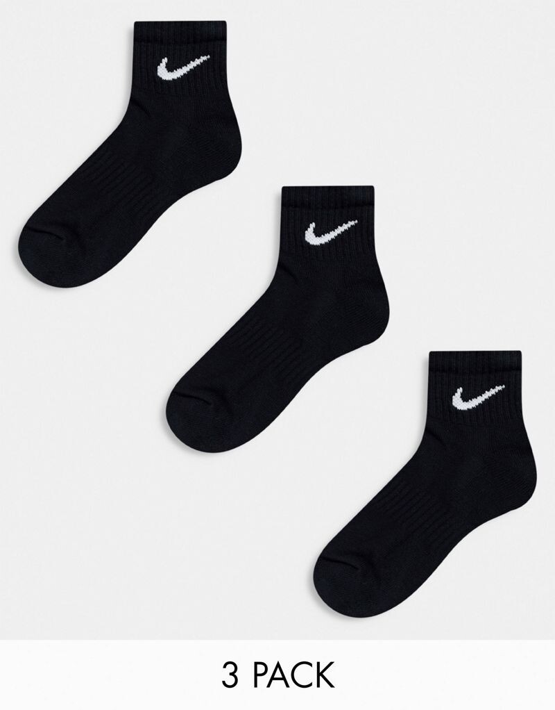 

Черные носки до щиколотки из трех пар Nike Everyday Cushioned