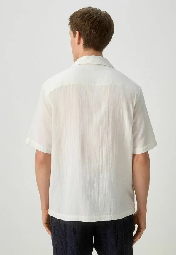 Рубашка с коротким рукавом из вышитой марли стандартного кроя Next, White — фото 2