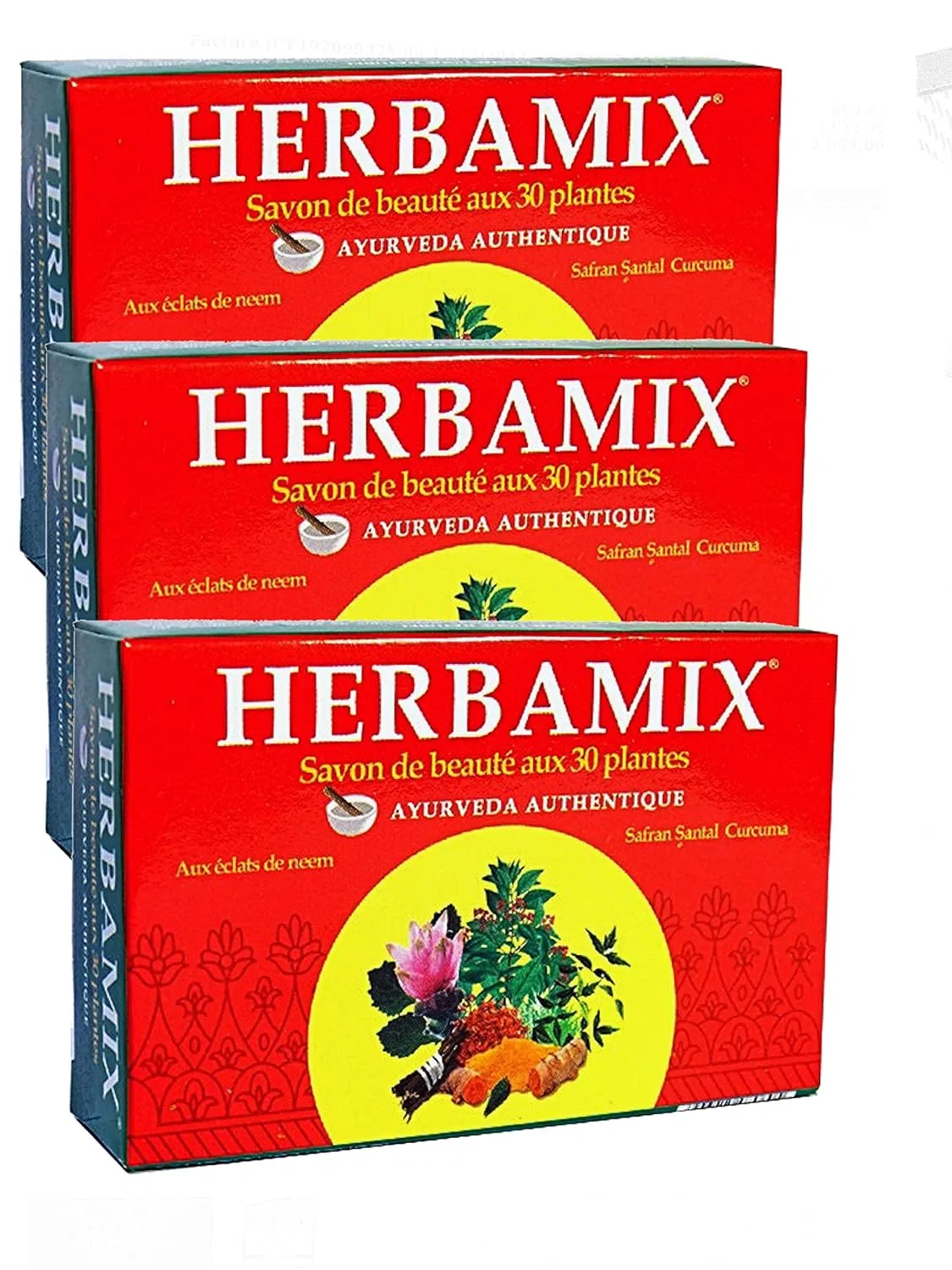 Аюрведическое мыло Kerala Herbamix Beauty Soap с 30 растениями, 3 x 125 г Kerala