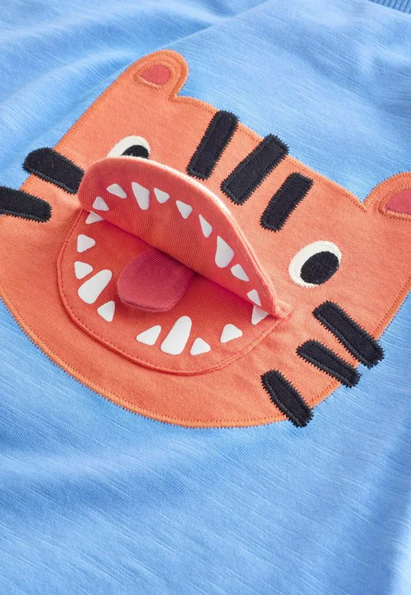 Футболка стандартного кроя с коротким рукавом и интерактивным принтом Next, Blue Tiger — фото 2