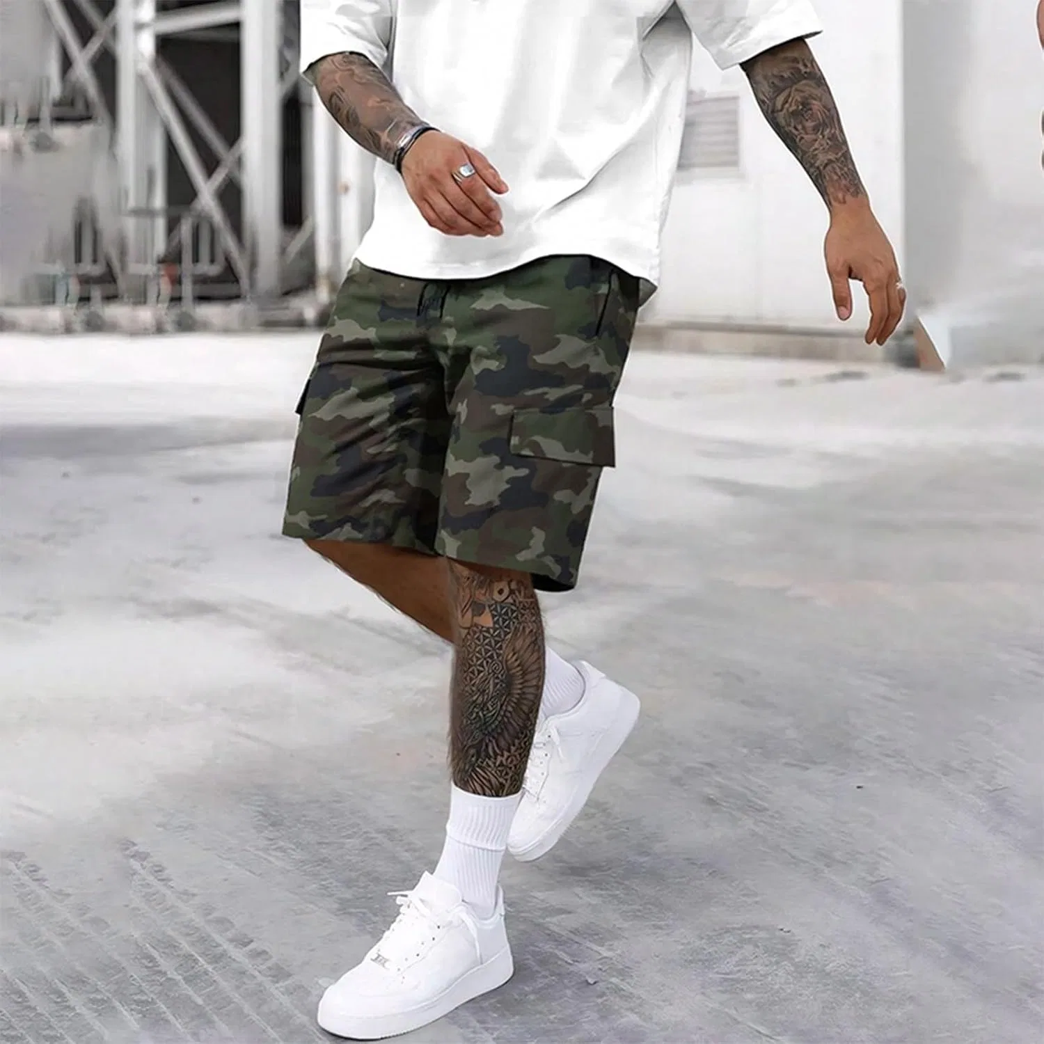 Мужские шорты для тренировок, Athletic Fit, Army Green — фото 2