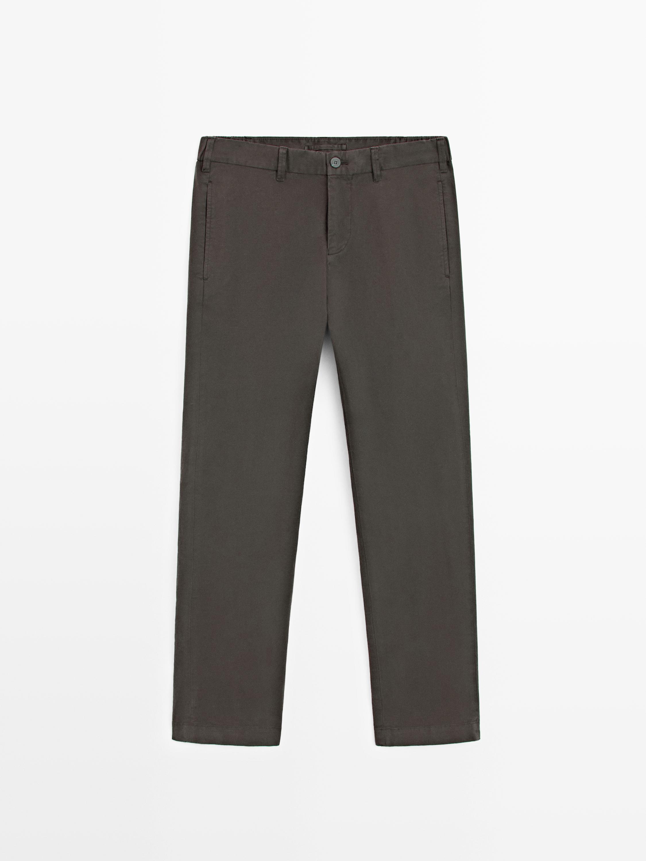 

Брюки зауженного кроя из хлопковой смеси Massimo Dutti, brown