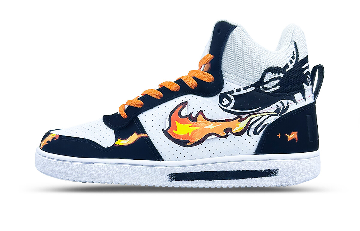 

Кроссовки Nike Court Borough Skateboarding Shoes Men High-top White/Black/Red, черный/белый