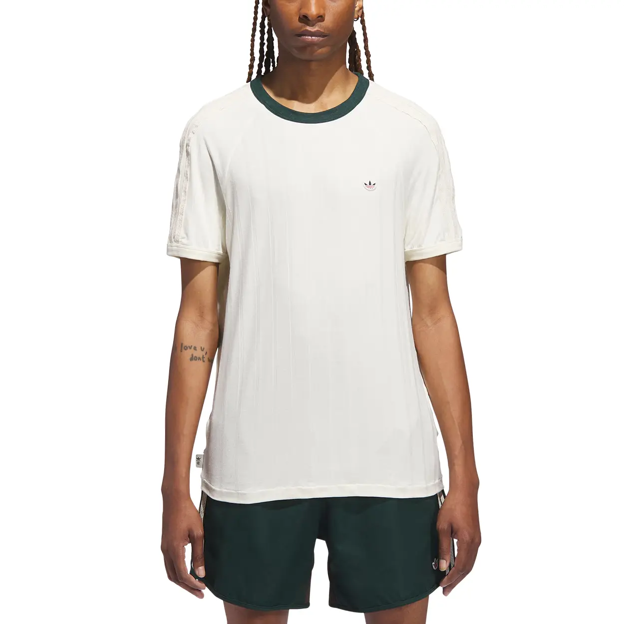 Футболка Adidas X Clot Ribbed Adidas Originals, слоновая кость/зеленый — фото 4