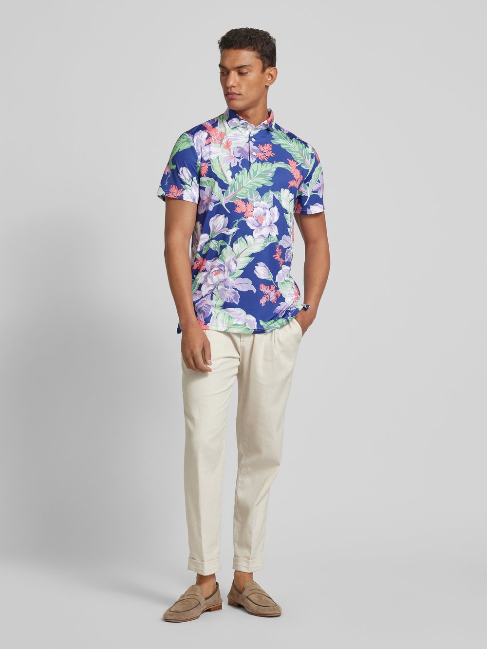 

Приталенная рубашка поло с узором по всей поверхности Polo Ralph Lauren