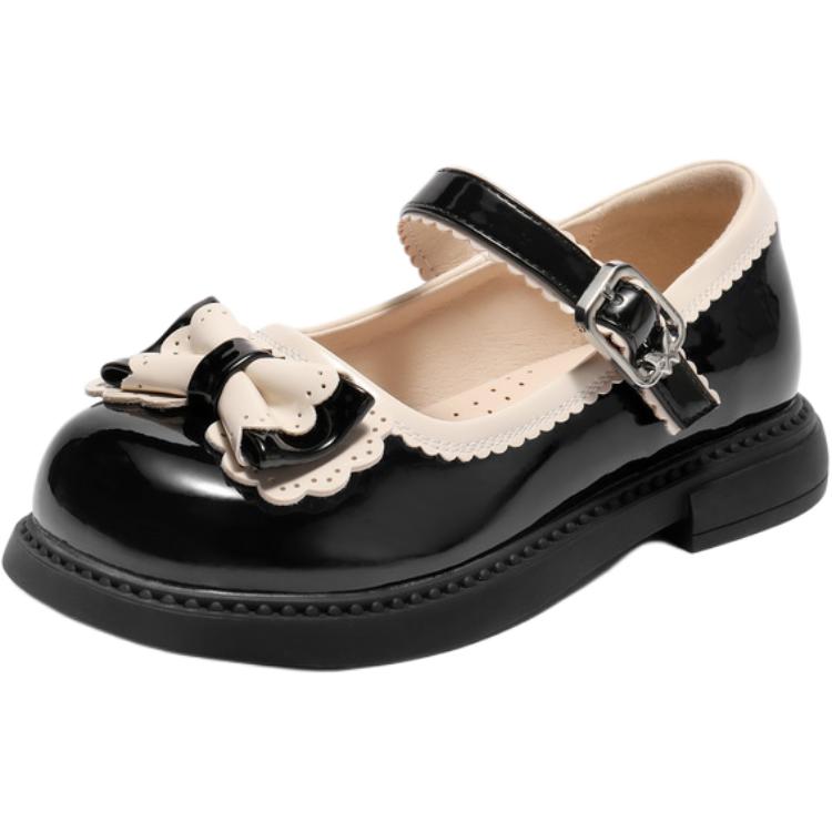 

Износостойкие низкие кожаные туфли для детей 3-7 лет BELLE, черный/белый