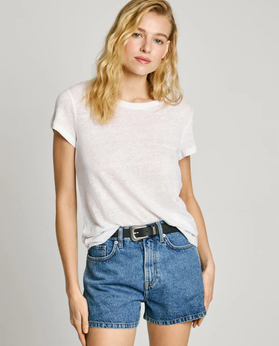 

Женская футболка с круглым вырезом и вышитым логотипом Pepe Jeans, белый