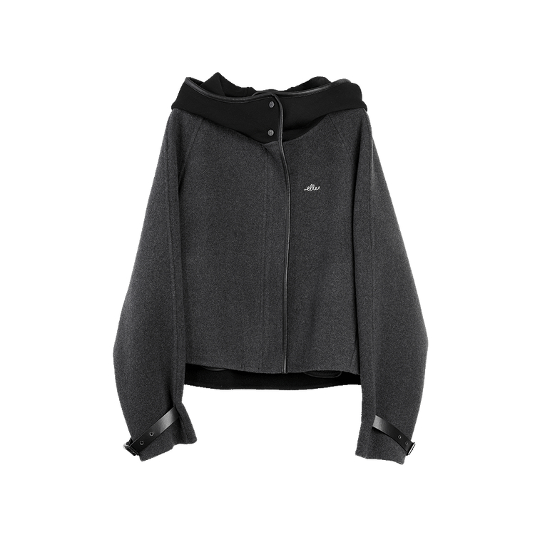 

ELLE Пальто женское темно-серое с капюшоном Moderate Straight Fit