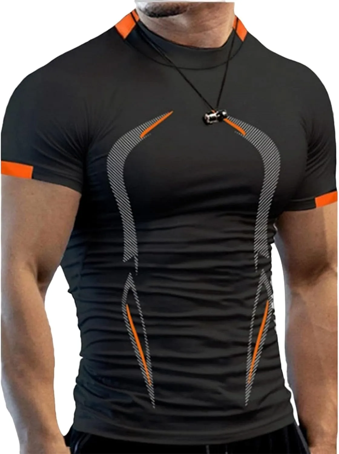 

Мужская футболка для спорта с коротким рукавом и круглым вырезом, быстросохнущая evzosrz