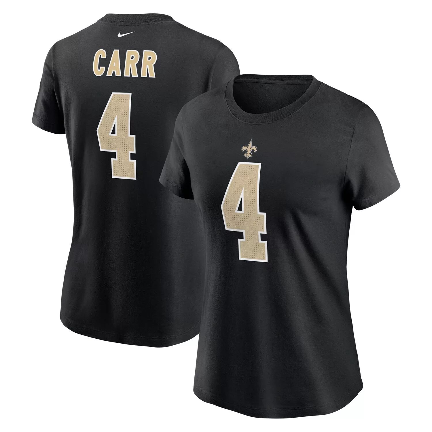 

Женская черная футболка с именем и номером игрока Nike Derek Carr New Orleans Saints Nike, Черный, Женская черная футболка с именем и номером игрока Nike Derek Carr New Orleans Saints Nike