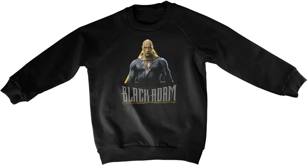 Детское худи с принтом Black Adam, DC Comics, черный