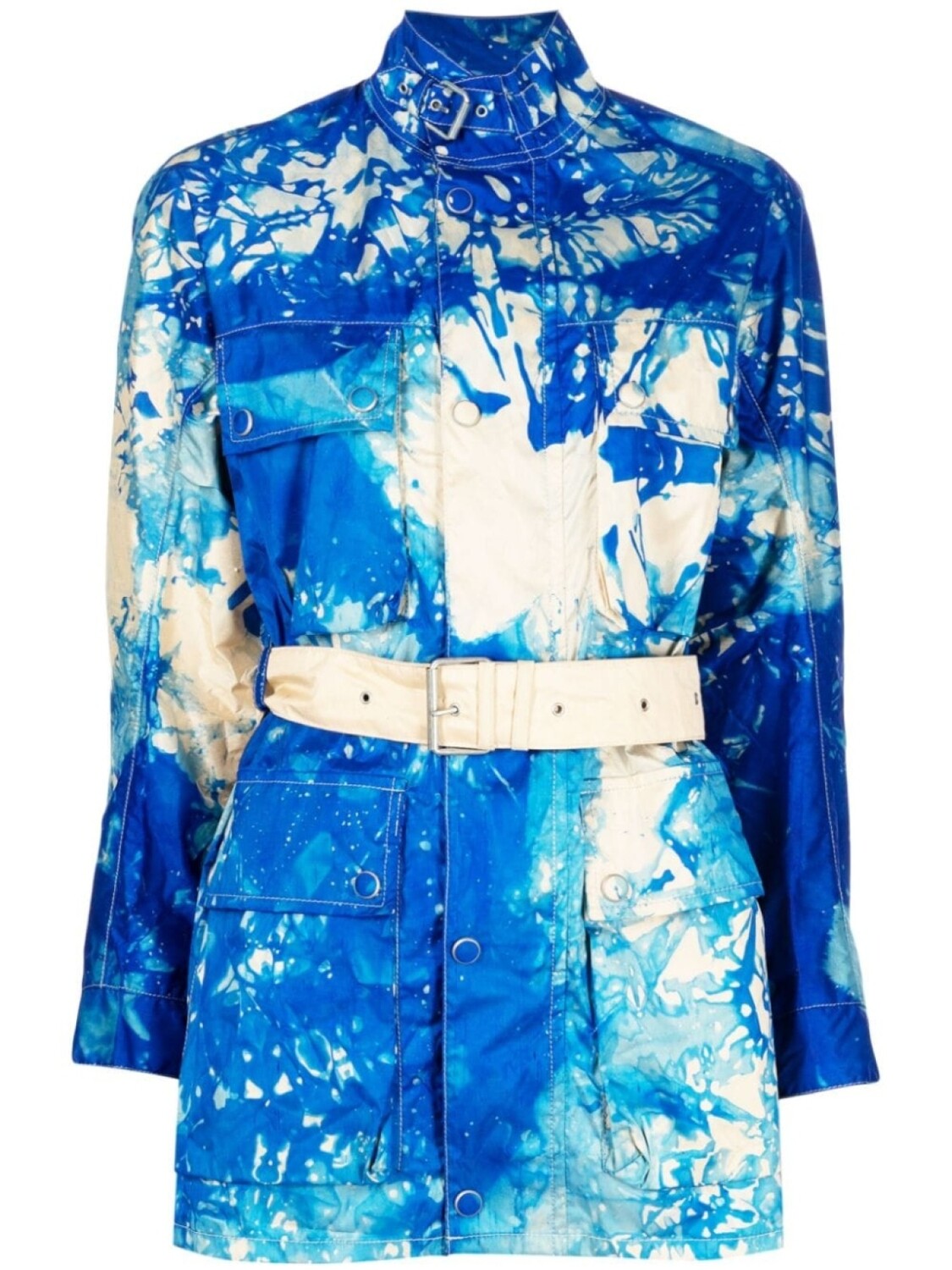 

Stain Shade belted graphic-print jacket, синий