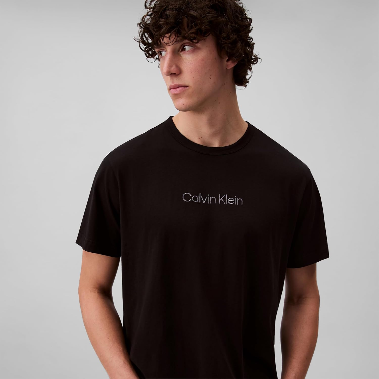 Мужская футболка для сна с логотипом Calvin Klein, Black — фото 4