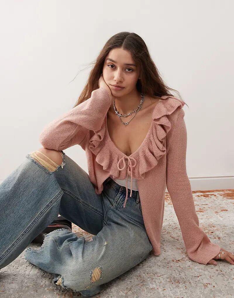 

Кардиган с завязками спереди и оборками Miss Selfridge