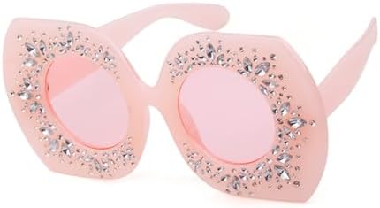 

Винтажные шестиугольные солнцезащитные очки для женщин, увеличенного размера, с градиентным переходом цвета (красный и синий), со стразами, защита от ультрафиолета UV400 MTZJH, C2