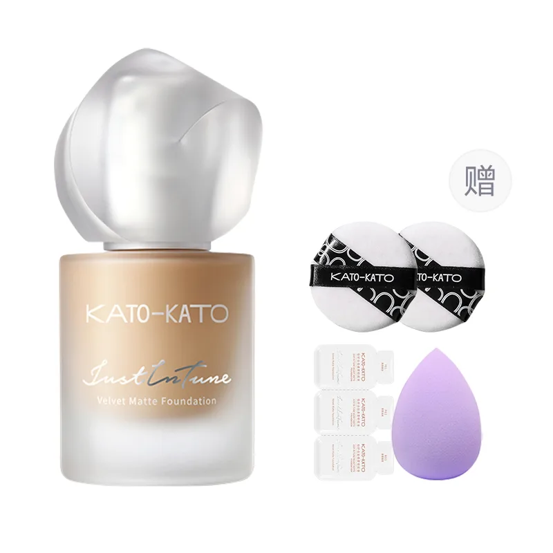 KATO-KATO Тональная основа жидкая или кремовая для женщин, [Oily Skin to Combination Skin]N02 Natural/Natural, Comes with Makeup Sponge+Makeup Removal Wipe — фото 3