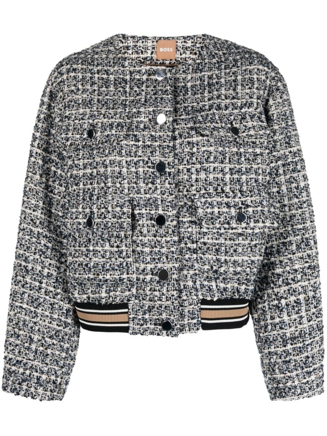 

BOSS bouclé long-sleeve bomber jacket, синий