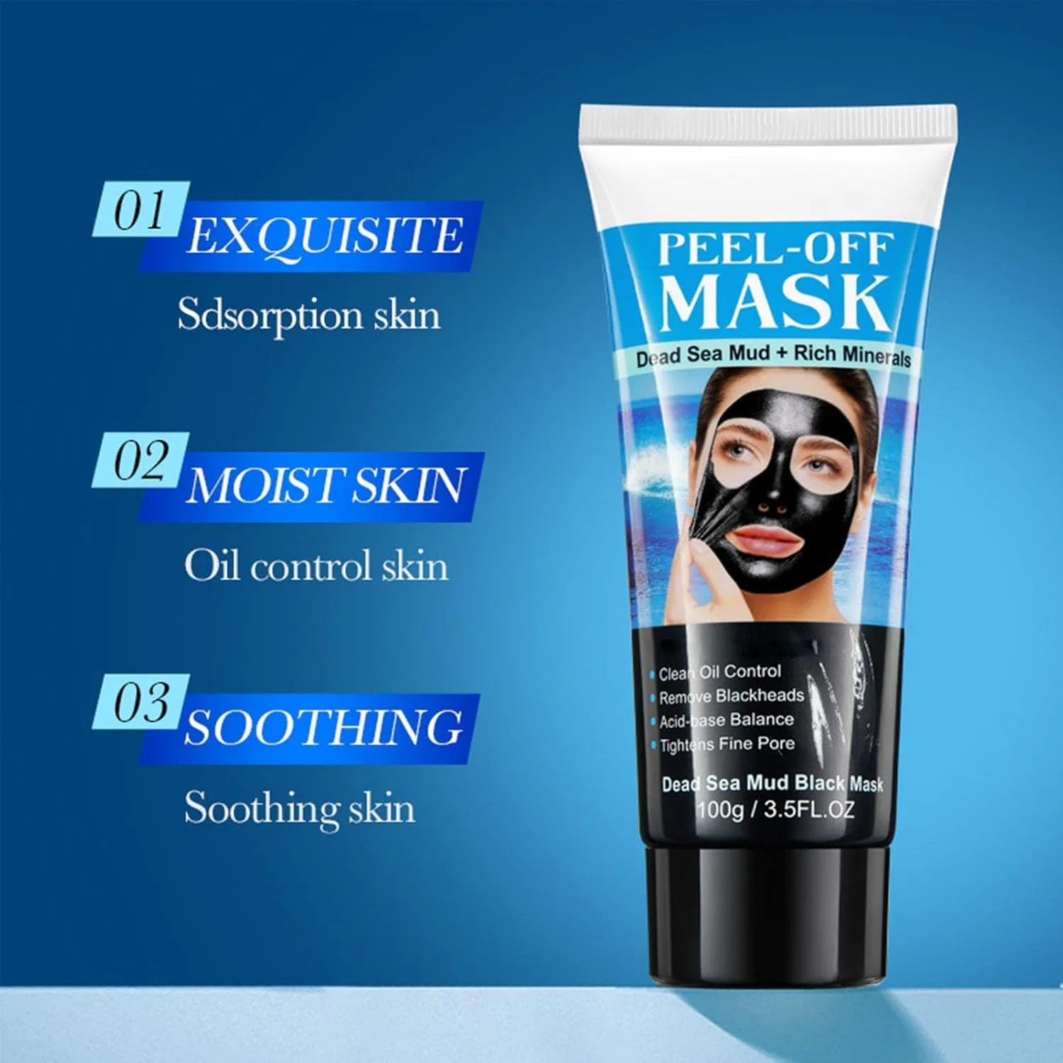 Маска для лица — Пленка очищающая Dead Sea Mud Black Mask, 100 мл — фото 3
