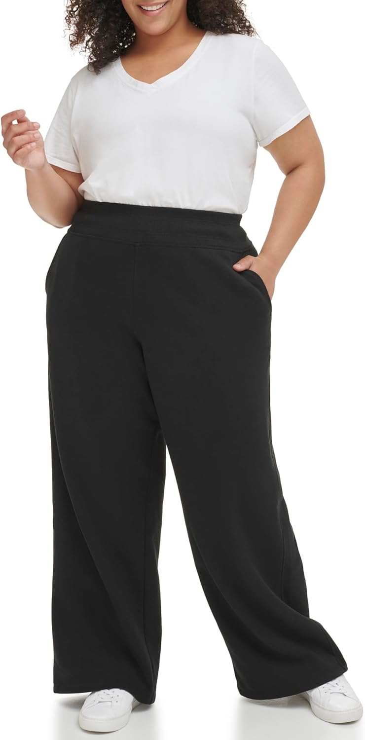 

Женские брюки Calvin Klein Performance Plus Size с высокой талией и широкими штанинами, Black