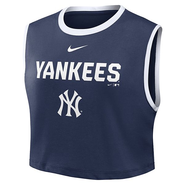 Женская синяя майка New York Yankees Primetime loose dri-fit cropped Nike — фото 3