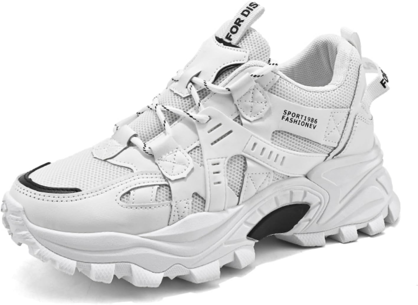 

Мужские модные кроссовки Netehadi, удобные с шнуровкой, массивные, средней высоты, повседневные на платформе, прочные кроссовки для прогулок на улице, белый