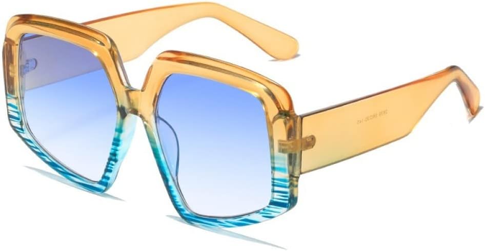 

Солнцезащитные очки необычной формы «кошачий глаз» конфетных цветов для женщин, солнцезащитные очки с градиентным оранжево-голубым рисунком, большие женские солнцезащитные очки generic, Tea Blue