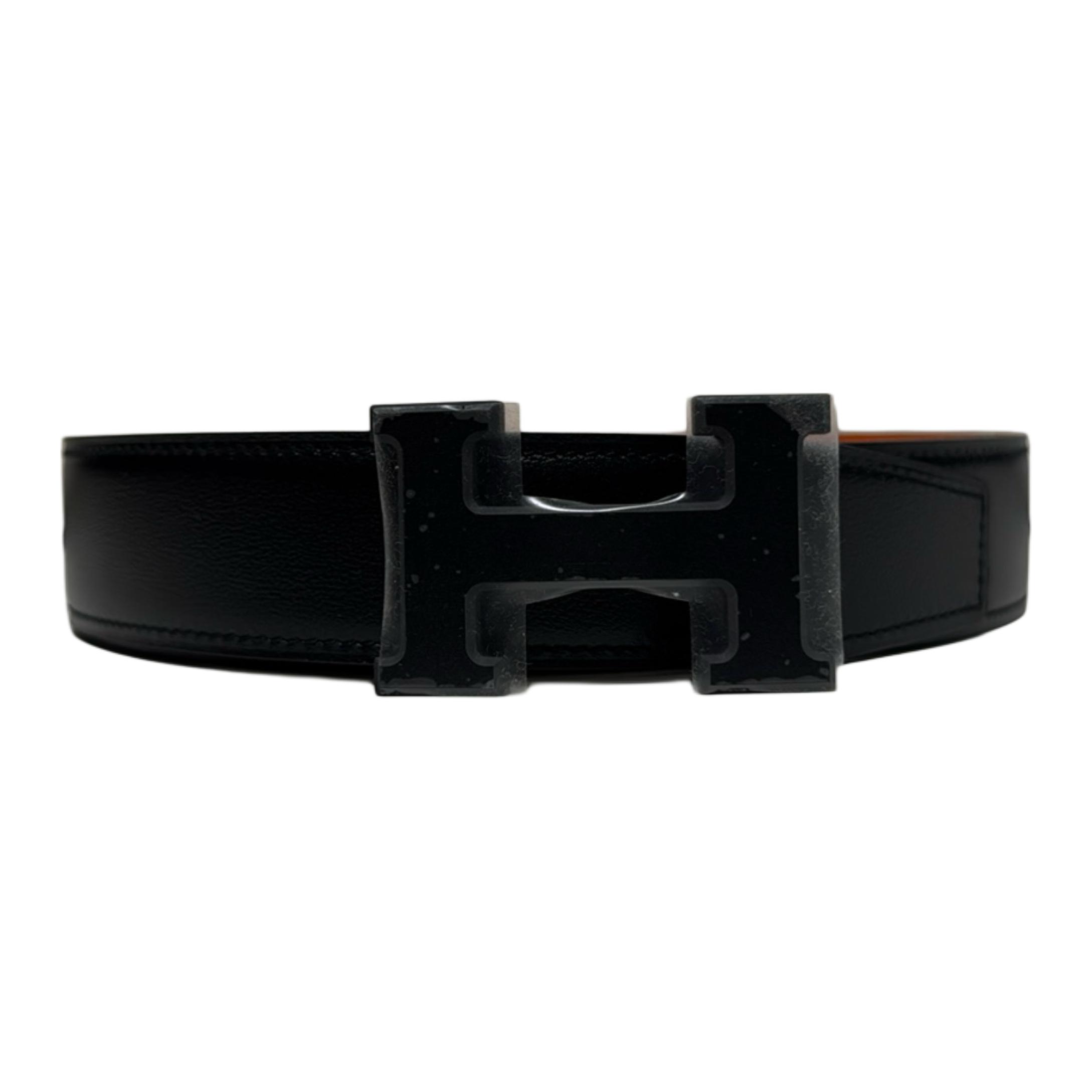 HERMES Мужской кожаный ремень из телячьей кожи черный, Black — фото 3