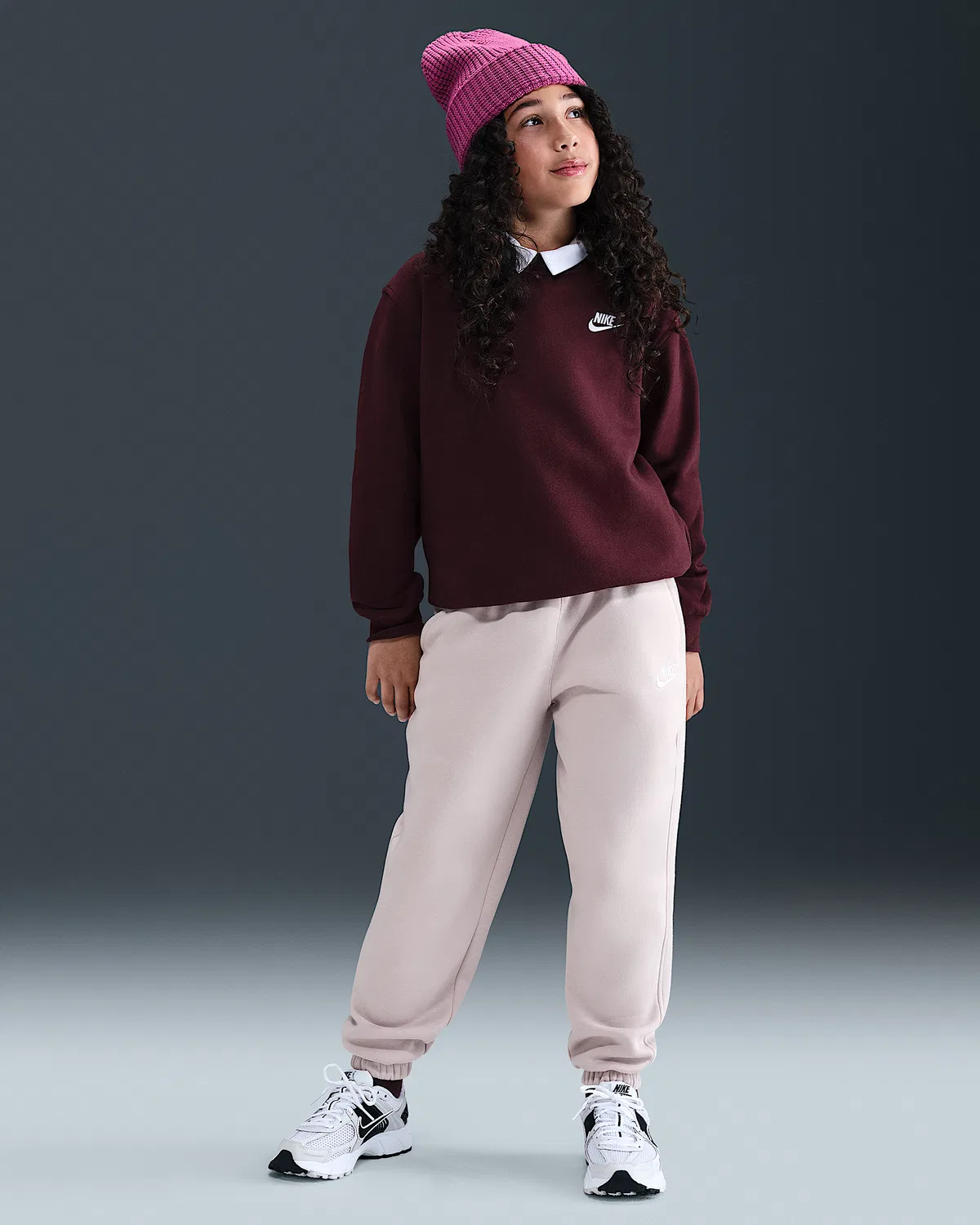 Детские свободные штаны Nike Sportswear Club Fleece, Platinum Violet/Platinum Violet/White