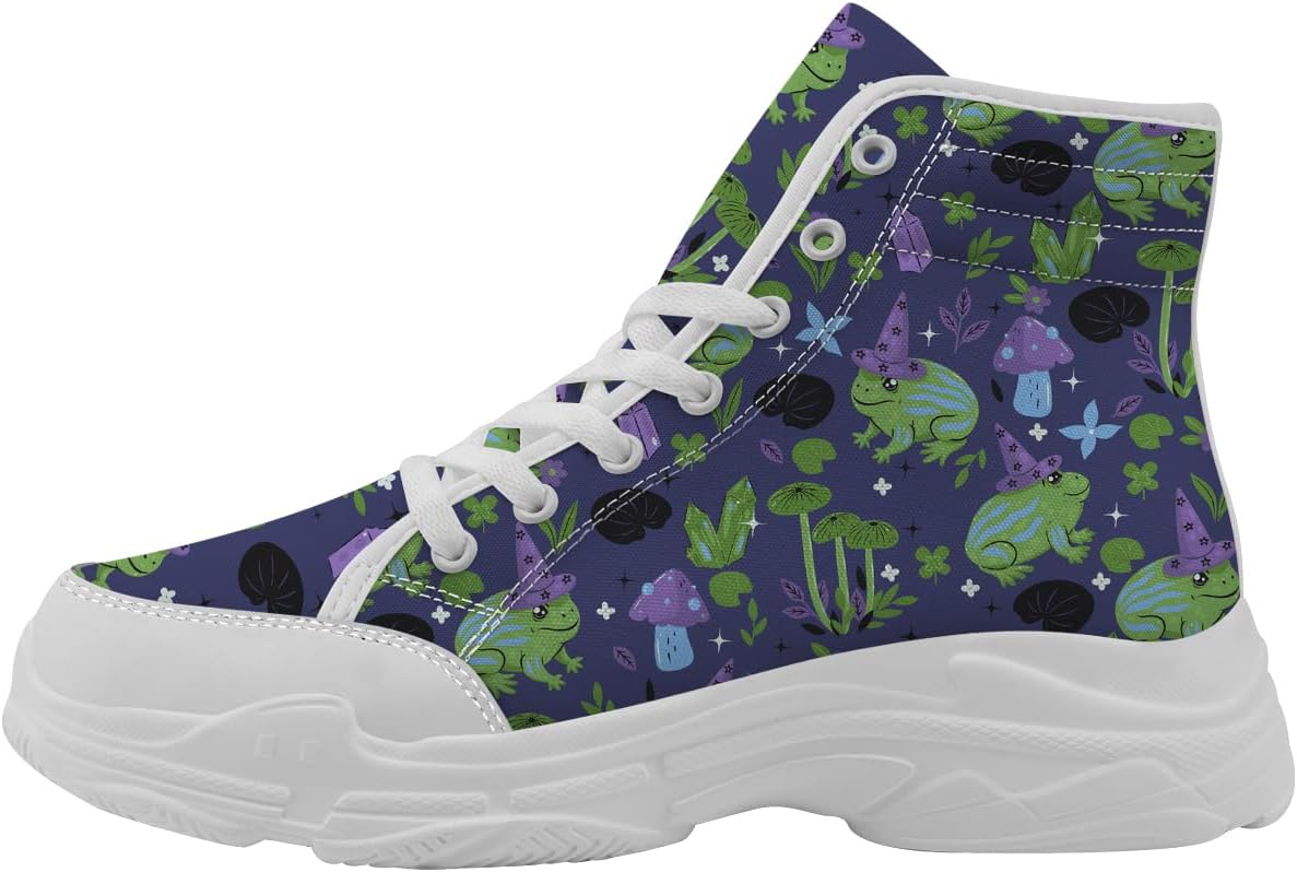 

Женские высокие кеды Quorax Frog со шнуровкой, обувь из канвы, подарок для нее и для него, зеленый