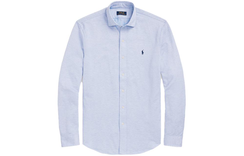 

Жаккардовая рубашка с вышитым логотипом Polo Ralph Lauren, синий