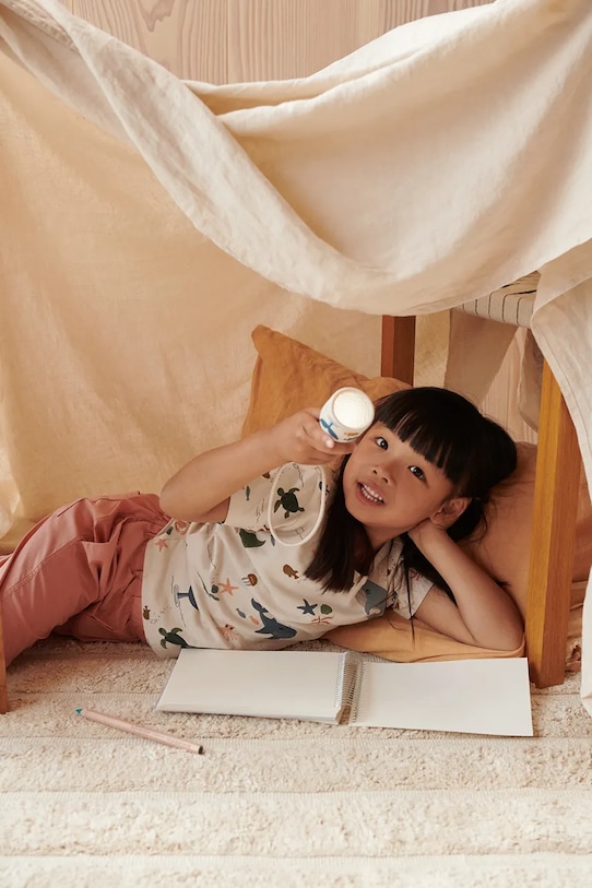 

Детская хлопковая футболка Apia Printed с коротким рукавом Liewood, бежевый