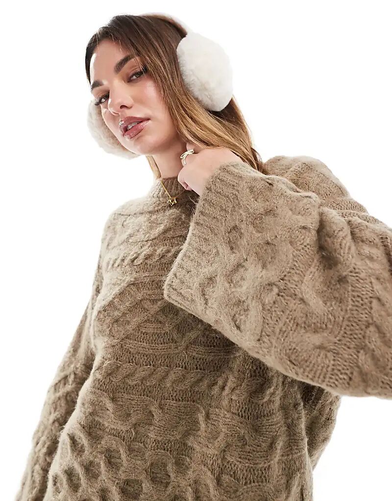 

Джемпер овсяного цвета с объемной вязкой и широкими манжетами ASOS DESIGN