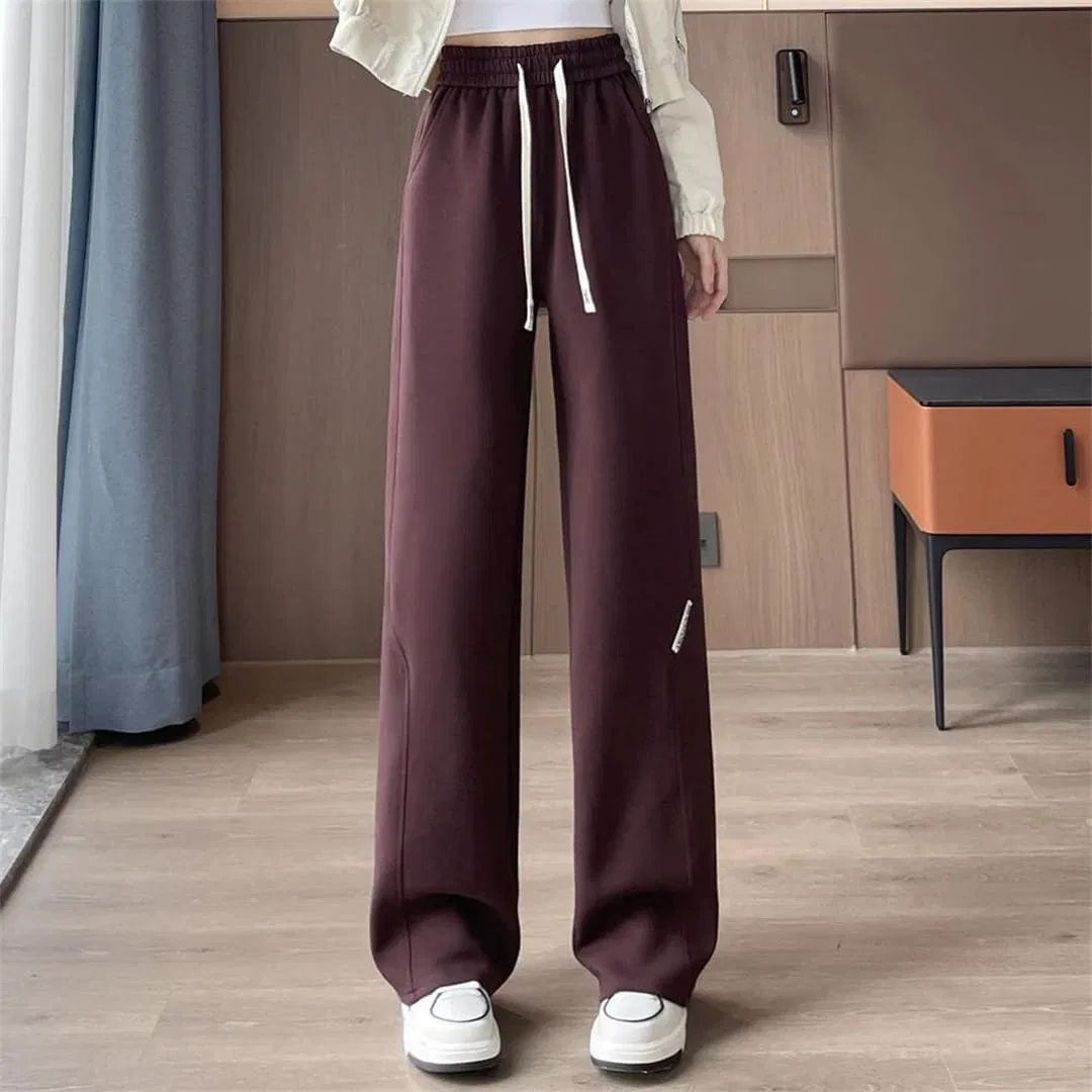 Женские широкие брюки с высокой талией, свободный крой, бренд Generic, цвет Brown — фото 3