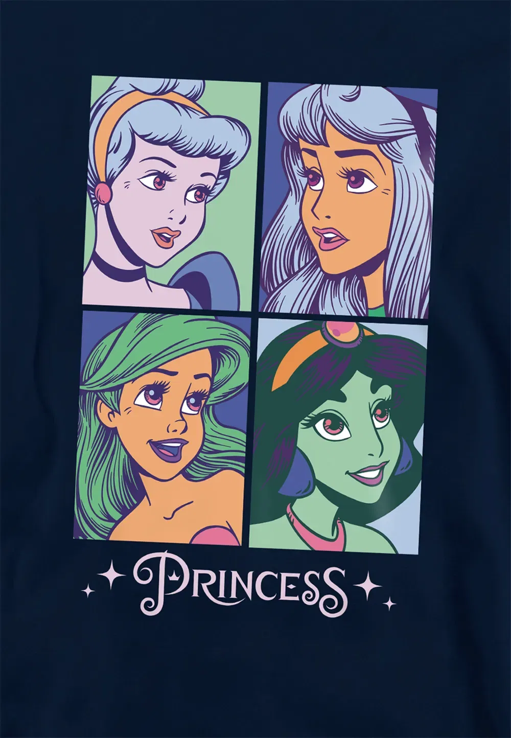 Детская худи Disney Princess Faces темно-синий, темно-синий — фото 2