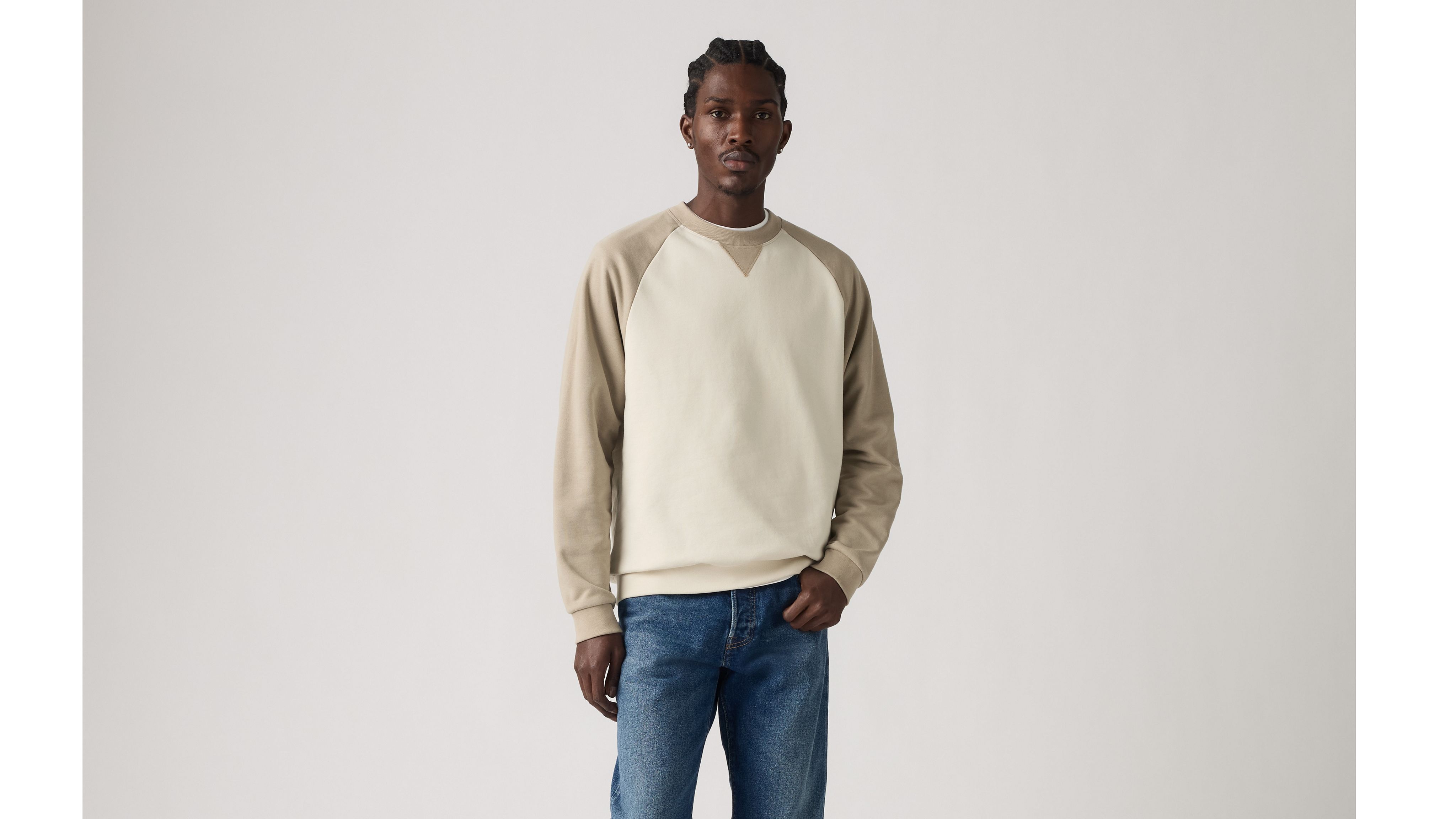 Толстовка с круглым вырезом Red Tab Levi's, Posie Vintage Khaki - White — фото 2