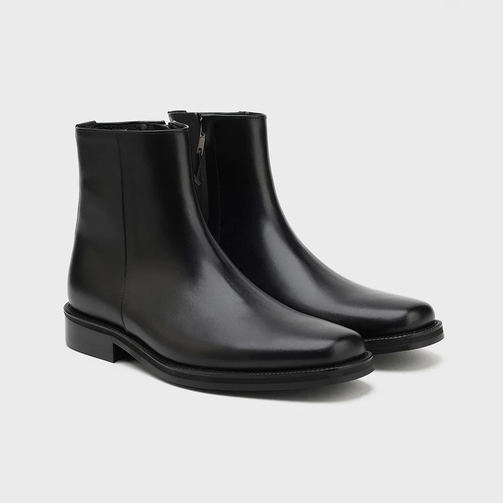 Мужские ботинки Firenze.A Minimal Semi Square Line Zip-Up, чёрные