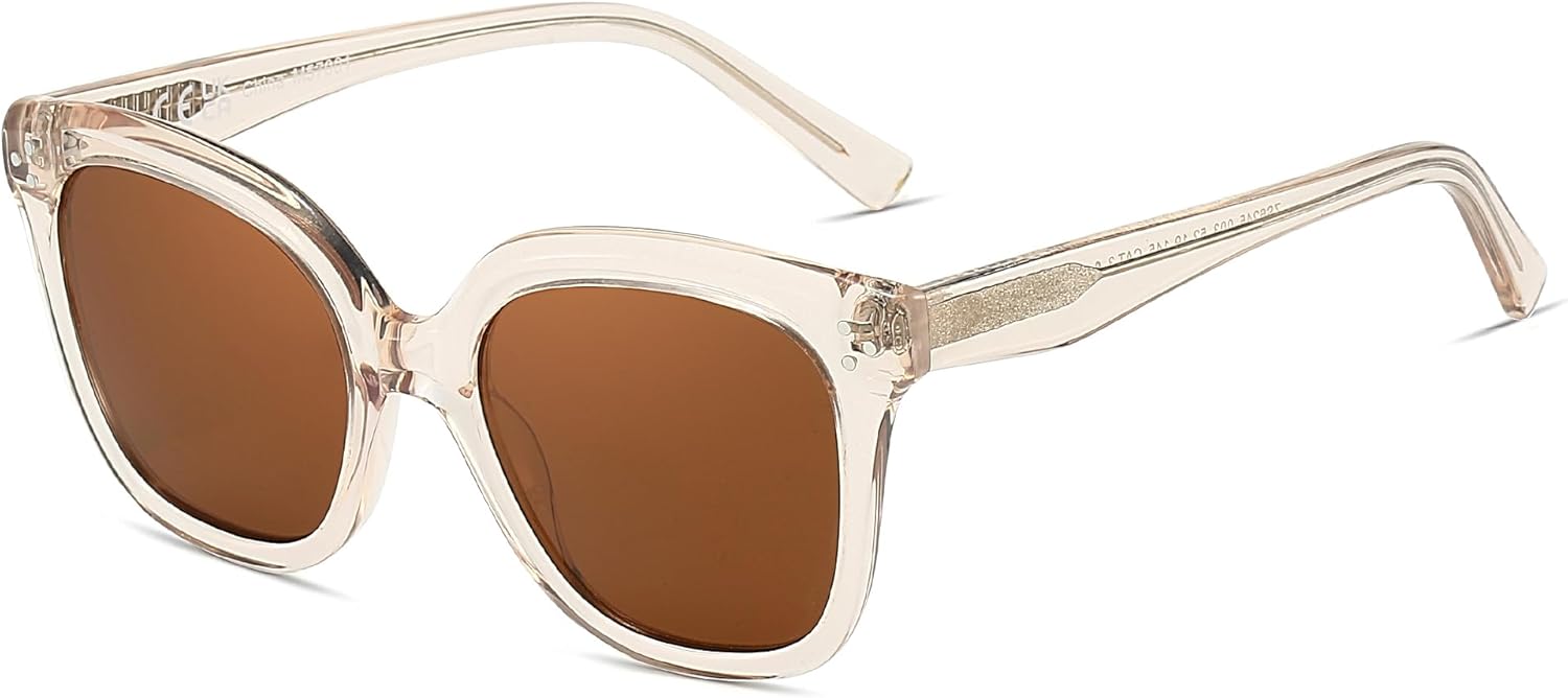 

Женские поляризованные солнцезащитные очки ZENOTTIC: квадратные дизайнерские солнцезащитные очки из ацетата — ретро-очки для отдыха с защитой от УФ-излучения UV400, C03 Crystal Brown Frame Brown Lens