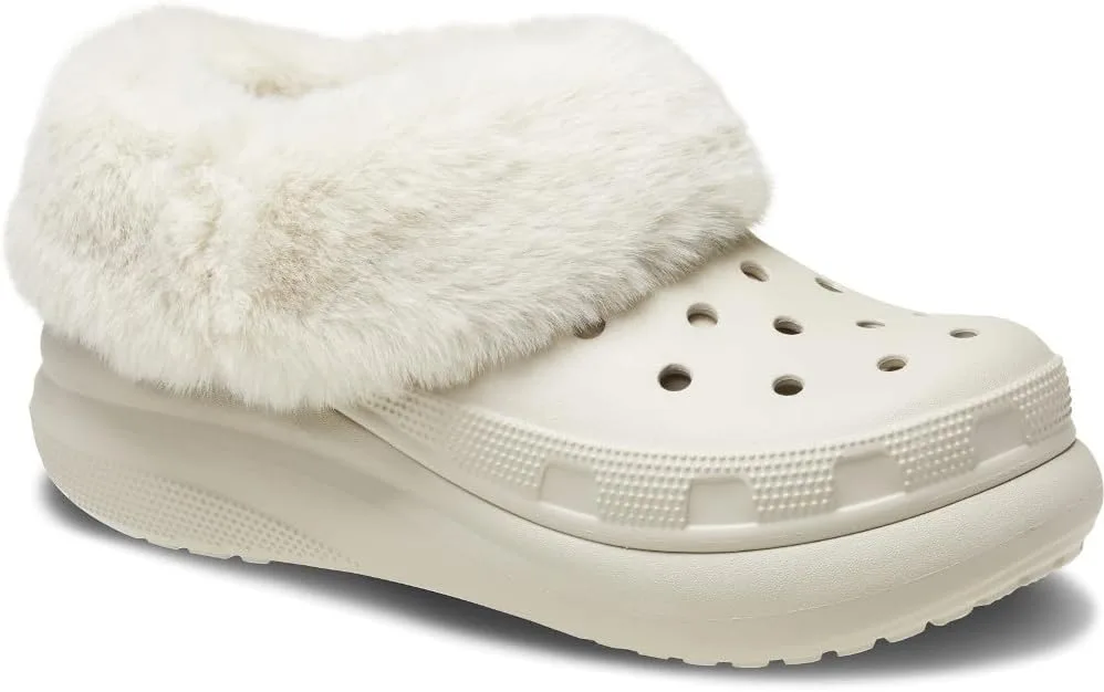 Сабо Crocs Unisex Classic Furever Crush Lined Shoes Wooden Shoes, каменный