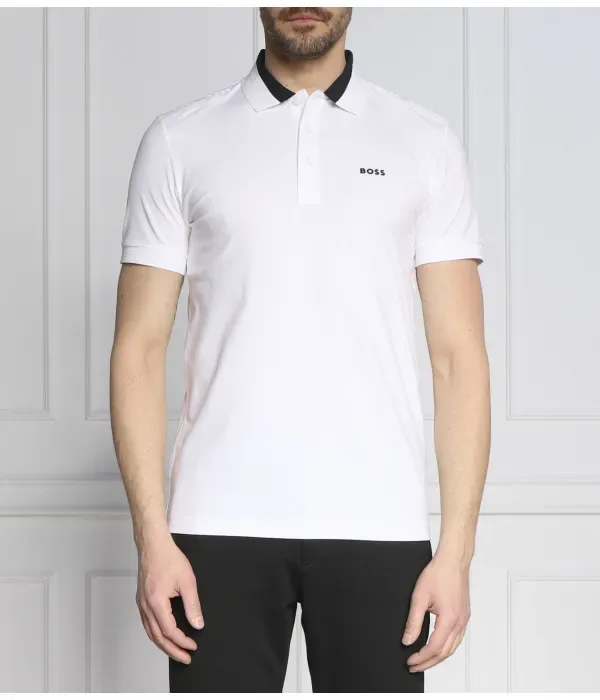 Поло Пауле slim fit Boss Green, белый