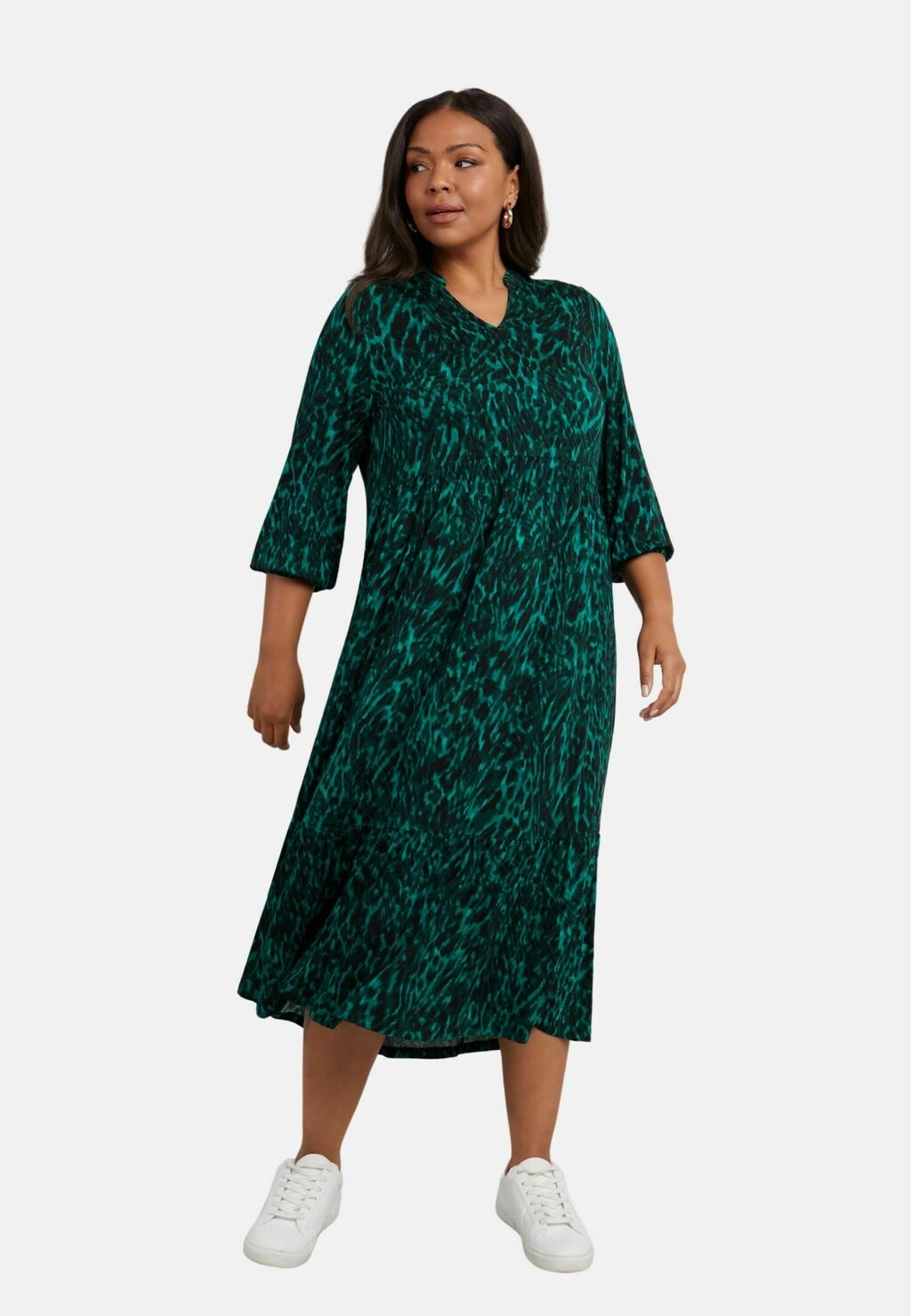 

Платье из джерси LEOPARD NEHRU COLLAR MIDI Live Unlimited London, зеленый
