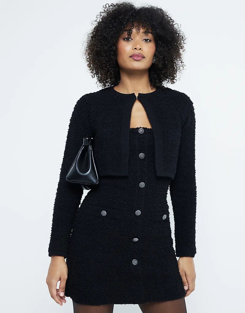 

Черное платье мини-бандо из букле River Island