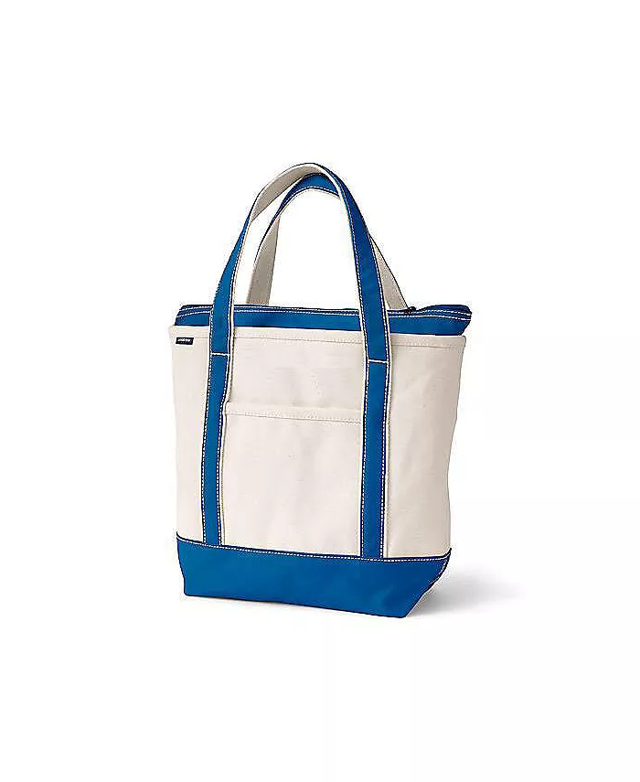 

Сумка-тоут из натурального холста с 5 карманами на молнии среднего размера Lands' End, белый