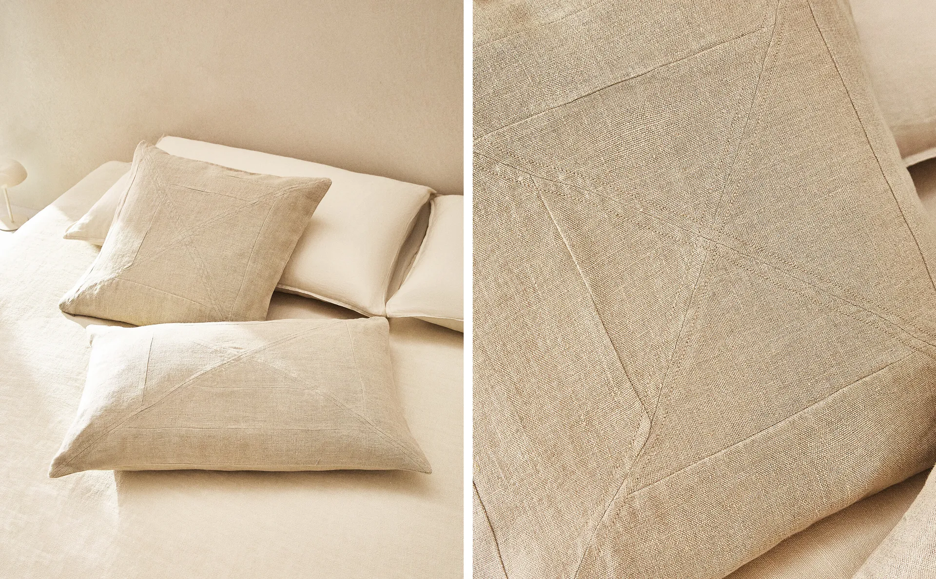 

Льняной чехол на подушку Zara Home, светло-бежевый